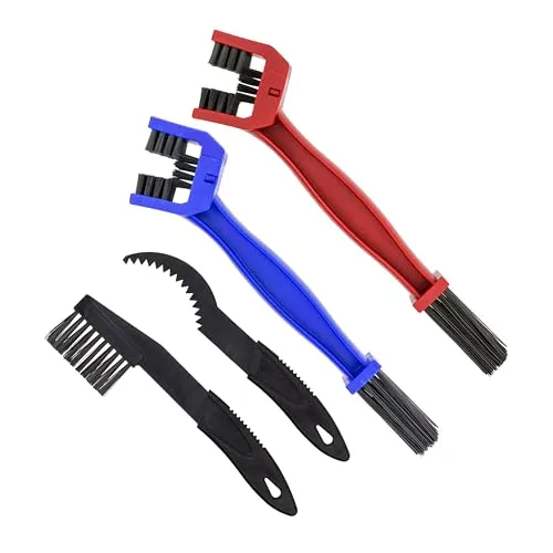 Reinigungsbürste für Kettenglieder und Zahnkranz, 4 Stück, Nylon Bürstenköpfe, Borsten für Fahrrad- und Motorrad-Kette, Kettenreinigungsgerät, Kettenbürste Schaltung, Ritzel Bürste Zweirad, Bike Brush