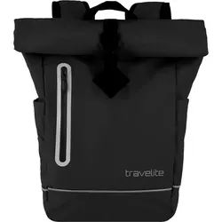 Travelite BASICS Roll-Up Rucksack Plane Schwarz 096314-01 - Rucksack aus strapazierfähiger Plane, ideal für Reisen und Outdoor-Aktivitäten, mit praktischem Roll-Up-Design für mehr Stauraum.