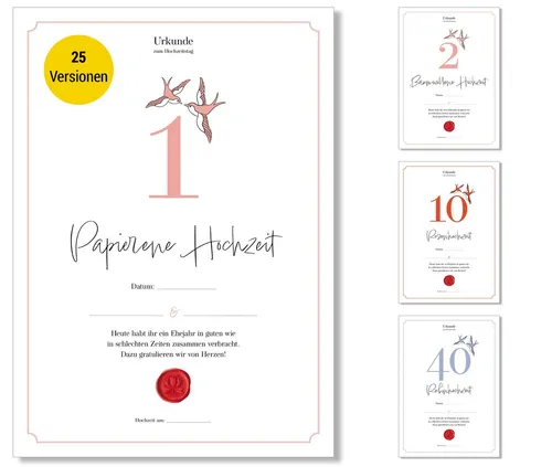Frank Paperman Hochzeitskarte, Geschenk Hochzeitstag, Ehejubiläum, Urkunde Hochzeitstag, floral, Geschenkideen Hochzeitstag, Vordruck DIN-A4