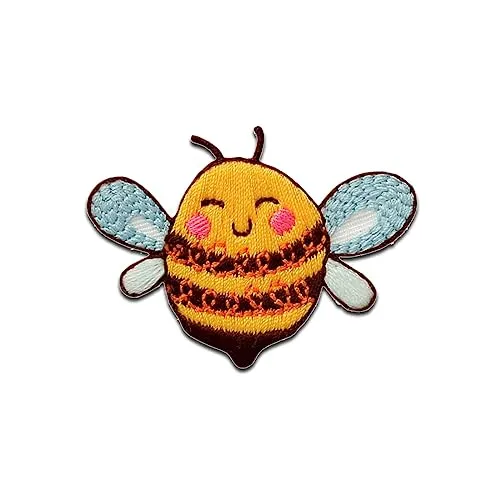 Mono-Quick Biene kindlich Tier - Aufnäher, Bügelbild, Aufbügler, Applikationen, Patches, Flicken, zum aufbügeln, Größe: 3,3 x 4,5 cm