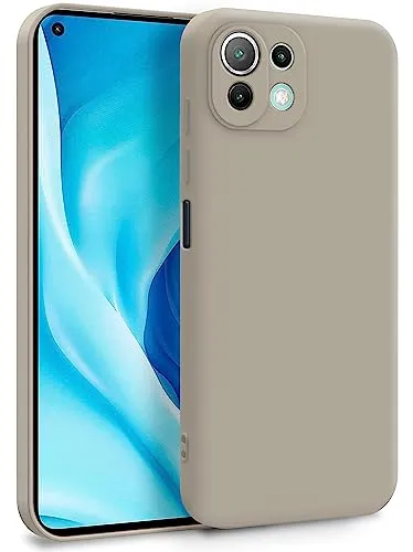 MyGadget Hülle für Xiaomi Mi 11 Lite 5G - Zweilagige Handyhülle mit Kameraschutz - Cover mit Innenfutter & Silikon außen - Grau