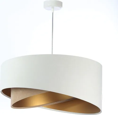 Elegante Hängeleuchte Marlon in Weiß Beige Gold, 50 cm - Moderne Pendelleuchte für stilvolle Innenräume, gefertigt aus hochwertigem Velours und Metall. Ideal für Wohnzimmer, Esszimmer und mehr.