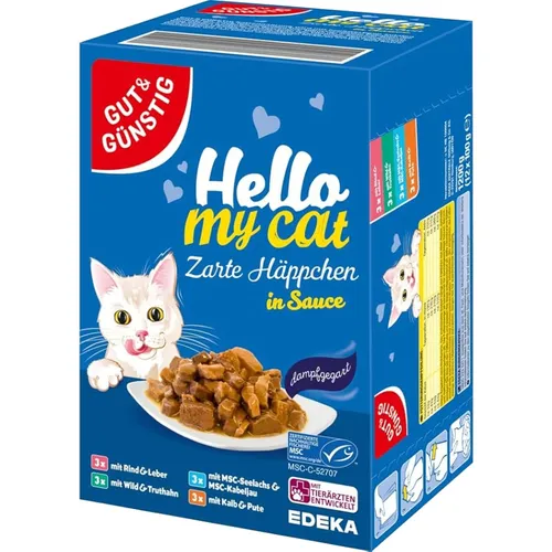 G&G Hello my cat Zarte Häppchen in Sauce 12x100g Packung