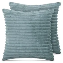 Bestlivings Dekokissen Cord-Optik (2er Pack) - Kissen in grau-grün, kuscheliger Bezug mit Reißverschluss, ideal für gemütliche Wohnräume.