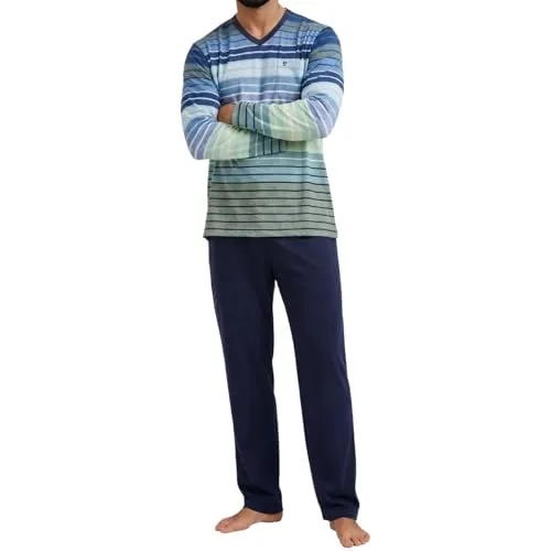 hajo Klima Komfort Schlafanzug Herren (54 Marine) - Bequemer Schlafanzug aus Langarm-Shirt und langer Hose für optimalen Komfort. Hochwertiges Material sorgt für Weichheit und Atmungsaktivität – ideal für entspannte Nächte und gemütliche Stunden zu Hause.