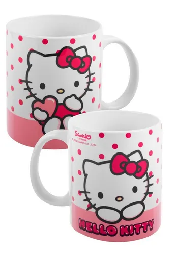 United Labels® Tasse Hello Kitty Tasse - Dots -Becher Kaffeetasse 320 ml, Porzellan
