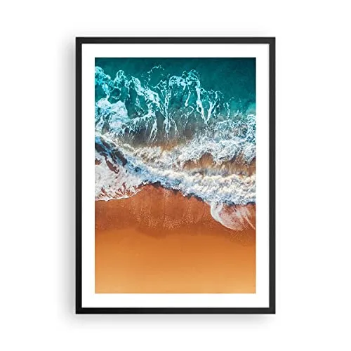 Wandposter Art Prints 50x70cm Poster Schwarzrahmen Sand Wasser Strand Küche Wanddeko Bild Wand Kunstdruck Deko Wandbilder Dekoration Wohnzimmer Schlafzimmer Modern Wall Art Decor - P2BPA50x70-5021