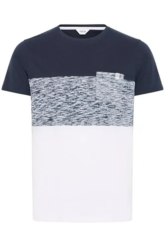 !Solid SDSinor Herren T-Shirt Kurzarm Shirt mit Streifen Rundhals-Ausschnitt Brusttasche 100% Baumwolle Regular fit, Größe:2XL, Farbe:Insignia Blue (1991)