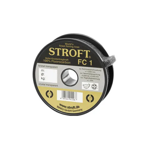 Stroft FC1 25m 0,46mm 15,4kg - Hochwertige Angelschnur - Angelschnur aus Fluorkohlenwasserstoff, 25m lang und extrem abriebfest für professionelle Angler.