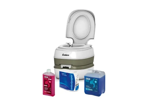 Enders Deluxe Rinse Blue Campingtoilette Set 2,5 L - Das umfassende Starter Set für Ihre Chemie-Toilette: inkl. preisgekröntem Mobil WC, Chemiekonzentrat und selbstauflösendem Toilettenpapier. Praktische Funktionen sorgen für einfache Nutzung und Reinigung.