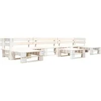 vidaXL 6-tlg. Paletten-Lounge-Set Holz Weiß - Entspannen im Freien - Gartenmöbel-Set aus kesseldruckimprägniertem Kiefernholz, witterungsbeständig und umweltfreundlich, ideal für Terrasse oder Garten, mit rustikalem Charme und hohem Komfort.