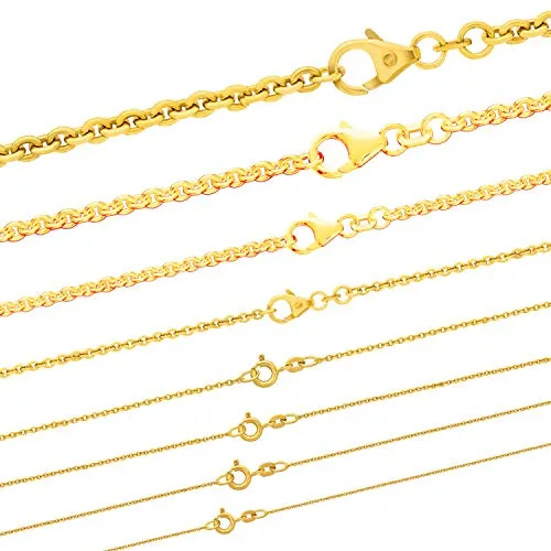 hoplo holzenplotz Ankerkette rund Halskette 585-14 Karat Gold Auswahl, Länge:55 cm, Kette_Breite:1.3 mm