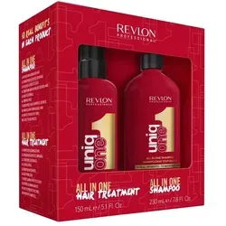 Revlon Professional Uniq One Set: Shampoo & Behandlung für glänzendes Haar - Shampoo und 10-in-1 Haarbehandlung für gesundes, geschmeidiges Haar. Ideal für feines, sprödes Haar, erleichtert das Styling und bietet umfassende Pflege.