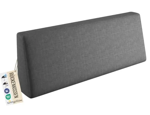 sunnypillow Palettenkissen Outdoor, wasserdicht, UV-lichtecht - Rückenkissen 120x40x20cm - Palettenauflage für Palettensofa für Haus und Garten - Palettenpolster für Palettenmöbel - Kissen Anthrazit