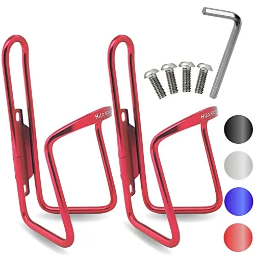 HiLo sports 2er Set Flaschenhalter Fahrrad - [Mit Schrauben & Werkzeug] - Rostfreie Fahrrad Trinkflaschenhalterung aus Aluminium - Getränkehalter Fahrrad