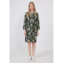 Midikleid STREET ONE STUDIO, Damen, Gr. 36, EURO-Größen, grün (desert pine grün), Stoff, 88% Viskose, 12% Polyamid, gemustert, comfort fit knielang, Rundhals, elastischer Bund, Kleider Midikleid, knielang