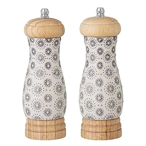 Bloomingville Elsa Salz- und Pfeffermühle Set - Gewürzmühlen im Landhausstil, aus grauer Keramik, perfekt für eine stilvolle Tischdekoration und den täglichen Gebrauch.