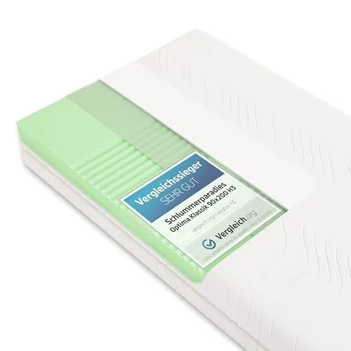 Schlummerparadies Optima Klassik Matratze 140x200 - Hochwertige 7-Zonen HR-Kaltschaummatratze, Made in Germany, ideal für Allergiker, mit atmungsaktivem Bezug und 10 Jahren Garantie auf den Kern.