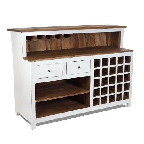 Vintage Design BARSCHRANK PUREWOOD - Shabby Chic Minibar aus Altholz - Bartisch & -theken: Handgefertigte Massivholz Bartheke mit rustikalem Charme, ideal als Verkaufstresen oder kreatives Möbelstück mit viel Stauraum.