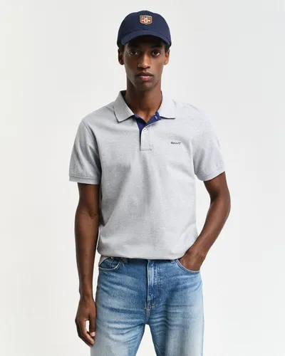 Gant Herren Reg Contrast Pique Rugger Polohemd Grey Melange, XL EU - Poloshirt für Herren in Slim Fit, bietet höchsten Tragekomfort und optimalen Sitz dank Kurzarm und Rippbündchen.