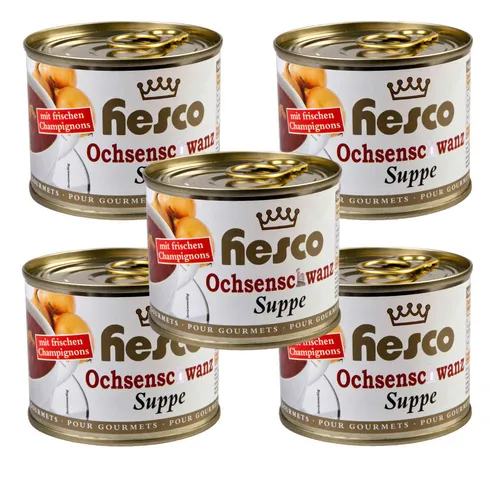 Hesco gebundene Ochsenschwanzsuppe mit Champignons 5 Dosen 1060ml