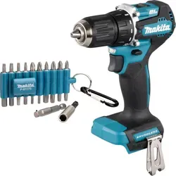 Makita DDF 487 Z Akku Bohrschrauber 18 V - Akkuschrauber mit 40 Nm Drehmoment, bürstenlosem Motor und kompakter Bauweise für schwer zugängliche Bereiche, inklusive 22-tlg. Bit Set - ideal für Profis und Heimwerker.