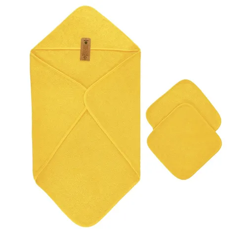 Arus Kapuzenhandtuch Baby Kapuzenhandtuch Set 3-tlg., + 2 Waschlappen, 100 % Bio-Baumwolle, Frottee (3-St), (3-tlg) mit 2 Waschlappen, 100% BIO-Baumwolle mit GOTS Zertifikat