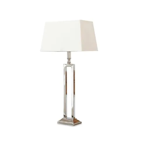 Loberon Tischlampe Kinshaa, creme/silber - Elegante Tischlampe aus Aluminium und Edelstahl, ideal für stilvolle Akzente in Ihrem Wohnraum. Maße: H/B/T ca. 73/35/30 cm.