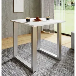 VCM Esstisch Xona U, weiß, rechteckig 80 x 76 x 50 cm - Moderner Esstisch für 4 Personen, ideal für kleine Esszimmer. Pflegeleichte, kratzfeste Oberfläche und hochwertiges U-Fußgestell aus MDF-Spanplatten.