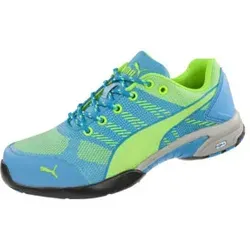 PUMA Halbschuh Celerity Knit Blue - Damensicherheitsschuh - S1-Sicherheitsschuhe mit nahtlosem Schaft aus SAFETY KNIT, hitzebeständig bis 300 °C und flexibler FAP-Durchtrittschutz für optimalen Komfort und Sicherheit.