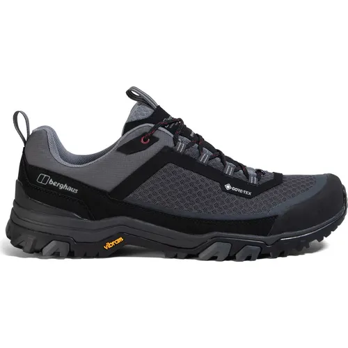 Berghaus Herren Ground Attack Active Gore-Tex Wanderschuhe, Schwarz/Grau, 40.5 EU - Wanderschuhe für Komfort und Leistung, mit wasserdichtem GORE-TEX-Futter und OPTI-STUD VIBRAM Laufsohle für besten Grip auf jedem Terrain.