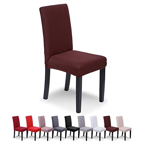 SaintderG® Stuhlhussen 4 Stück Elastische Moderne Beschützer Stuhlhussen, Hochzeit Partys Bankett Deko, bi-Elastic Spannbezug, sehr pflegeleicht und langlebig Universal (Braun, 4 Stück).