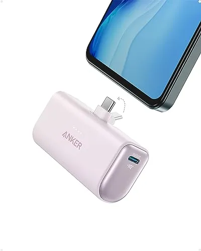 Anker Nano Powerbank 5000mAh - Faltbarer USB-C Stecker - Externe Handyakkus mit 22,5W Schnellladung und faltbarem USB-C Stecker für kabelloses Laden. Kompakt und ideal für unterwegs, perfekt für iPhone, Samsung und mehr.