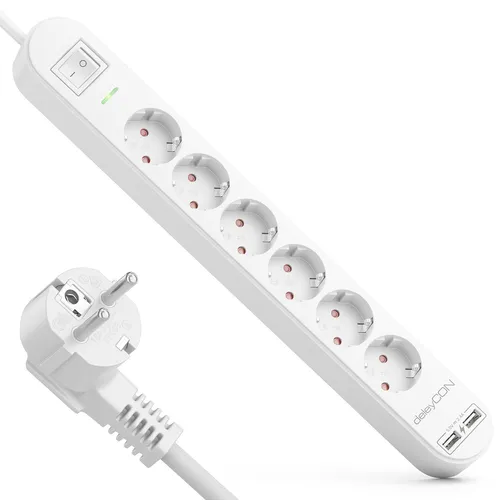 Steckdosenleiste 6 Fach mit USB Mehrfachstecker Steckdose Stromleiste 1,5m Kabel