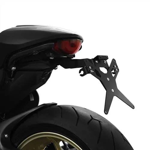 ZIEGER Kennzeichenhalter X-Line für Ducati Scrambler 800 (2017-23) - Motorradzubehör mit modellspezifischer Adapterplatte und E-geprüfter Kennzeichenbeleuchtung für optimale Sichtbarkeit und Sicherheit.