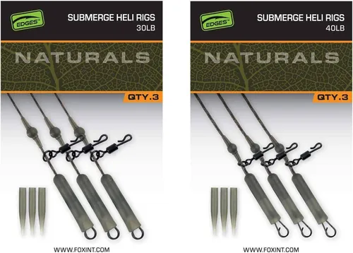 Fox Edges Naturals Submerge Heli rigs 30lb x 3 von Fox