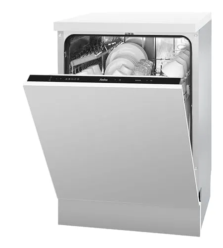 Amica EGSPV 597 201 Einbau-Geschirrspüler - Vollintegrierte 60 cm Spülmaschine für 12 Maßgedecke mit 5 Programmen, darunter Hygiene 70°C. Flexibel mit herausnehmbaren Besteckkorb und verstellbarer Tassenablage.