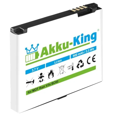 Akku kompatibel mit Motorola V3x, C261, V1150, Rokr E8, SLVR L7, SLVR L9 - ersetzt BC60, BK60 Li-Ion 900mAh