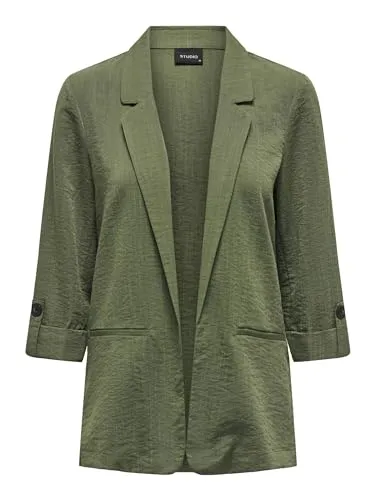 ONLY Blazer in Grün - M - Funktionsjacken mit Reverskragen und 3/4 Ärmeln, leicht tailliert für einen eleganten Look, ideal für Business und Freizeit.