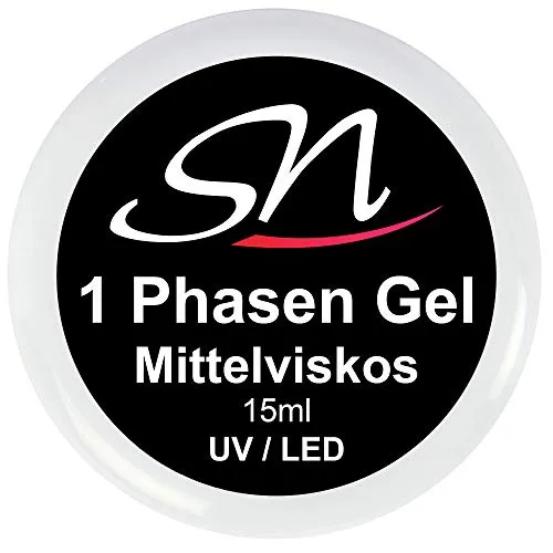 SN Nageldesign 3 in 1 Phasen Gel für Gelnägel mittelviskos UV LED Nagelgel All in One Einphasengel klar 15ml