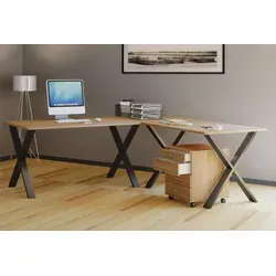 VCM my office Lona Schreibtisch sonoma-eiche - Kinderschreibtisch mit robustem Eisen-Gestell, pflegeleichter und kratzfester Melaminharzoberfläche, ideal für einen funktionalen und stilvollen Arbeitsplatz.