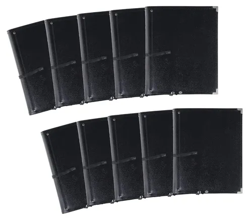 Classic Cantabile Notenmappe Deluxe Schwarz 10er Set - 10er Set stabile Chormappen aus Kunstleder, ideal für Noten bis DIN A4. Mit verstellbarem Sperrband und herausnehmbarem Ringelement für Klarsichthüllen.