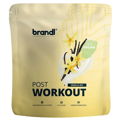 brandl® Veganes Protein-Pulver All-in-One nach dem Training - 25 Portionen, 40 g pro Portion. Das vegane Proteinpulver bietet eine cremige Konsistenz und hochwertigen pflanzlichen Eiweißmix. Ideal zur Unterstützung nach dem Training – für Genuss und Leistung auf höchstem Niveau.