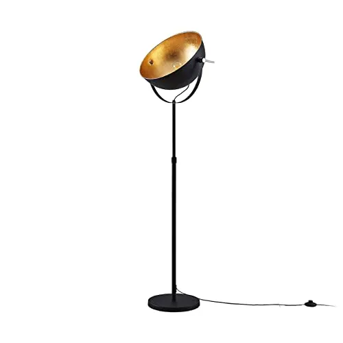 Lindby Stehlampe Muriel, Modern, Schwarz-Gold, E27 - Standleuchten mit elegantem Design: Die matt-schwarze Stehleuchte Muriel sorgt mit ihrem goldenen Innenschirm für ein warmes Licht und eine behagliche Atmosphäre.
