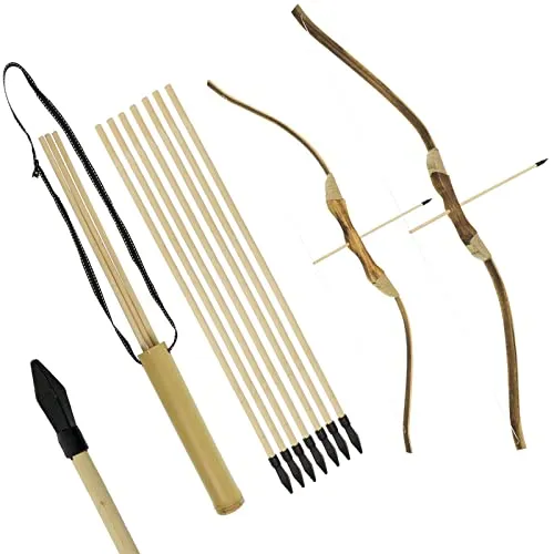 FLITZEBOGEN Bamboo Set - 32 Zoll - Kinderbogen- für Kinder ab 5 Jahren, Anfängerbogen, Recurvebogen (Set mit 10 Pfeilen)