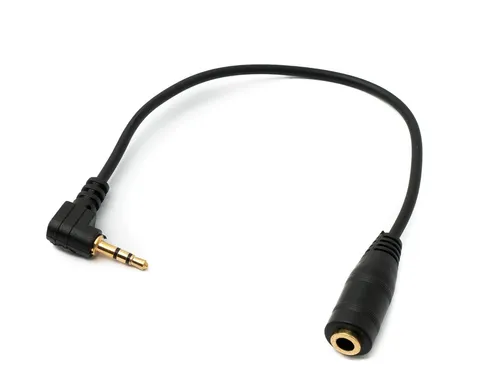 Audio Kabel 15 cm Stereo AUX Klinke 2,5mm Stecker zu 3,5mm Buchse Winkel Schwarz