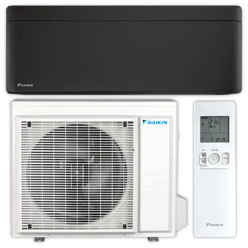 DAIKIN Split Klimaanlage Set | Stylish C-Serie | schwarz | 4,2 kW - Effiziente Klimaanlage mit 14.000 BTU für Räume bis 45 m². A++ Energieeffizienz, geräuscharm und mit optionalem Leitungspaket. Ideal zum Heizen und Kühlen.