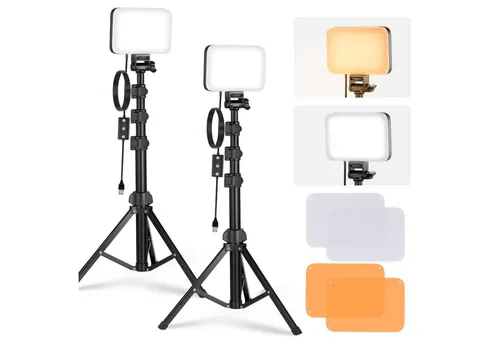 Neewer Videoleuchte 2 Stück LED Videolicht Panel Beleuchtungsset, Bi-Color, Dimmable, Höhenverstellbar 50-135 cm, mit Ständern & Filternm, für Fotografie
