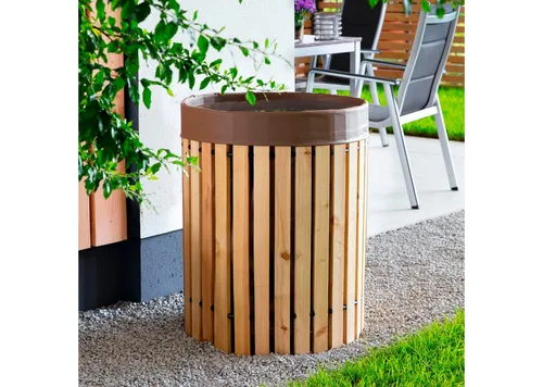 Beckmann Regentonne 200 l aus Lärchenholz - Bewässerung mit 200 l Fassungsvermögen, frostsicher und umweltfreundlich, ideal für Gartenliebhaber.