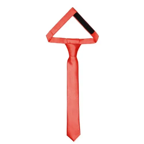 Ladeheid Kinder Krawatte für Jungen - Eleganter glänzender Look, Vorgebunden mit einem Klettverschluß, Perfekt für besondere Anlässe - Stilvolle Ansteckkrawatte TKS (31cm x 4cm, Rot)